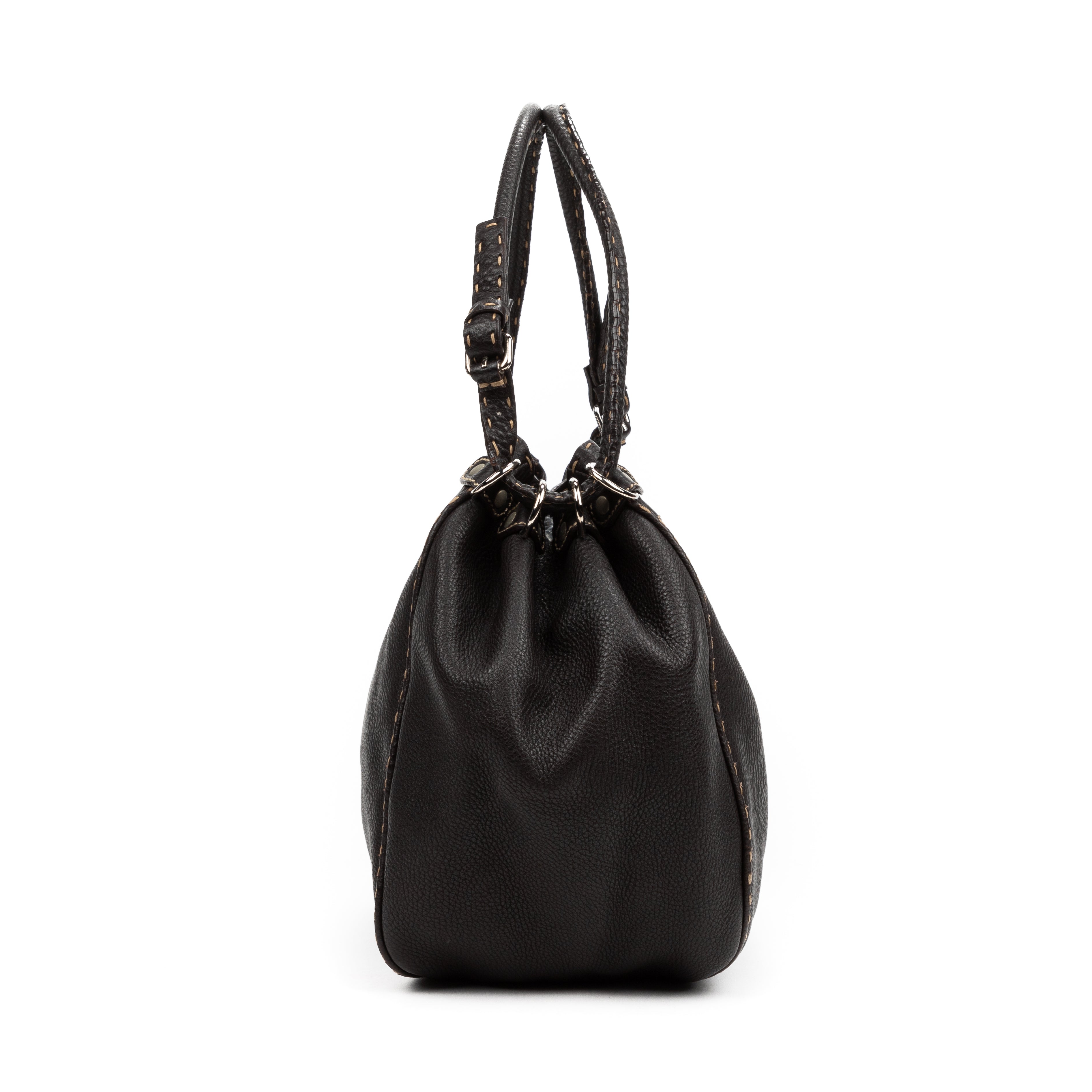 Shoulder Bag Vintage Bucket Selleria Bag Dark Brown Selleria Leather