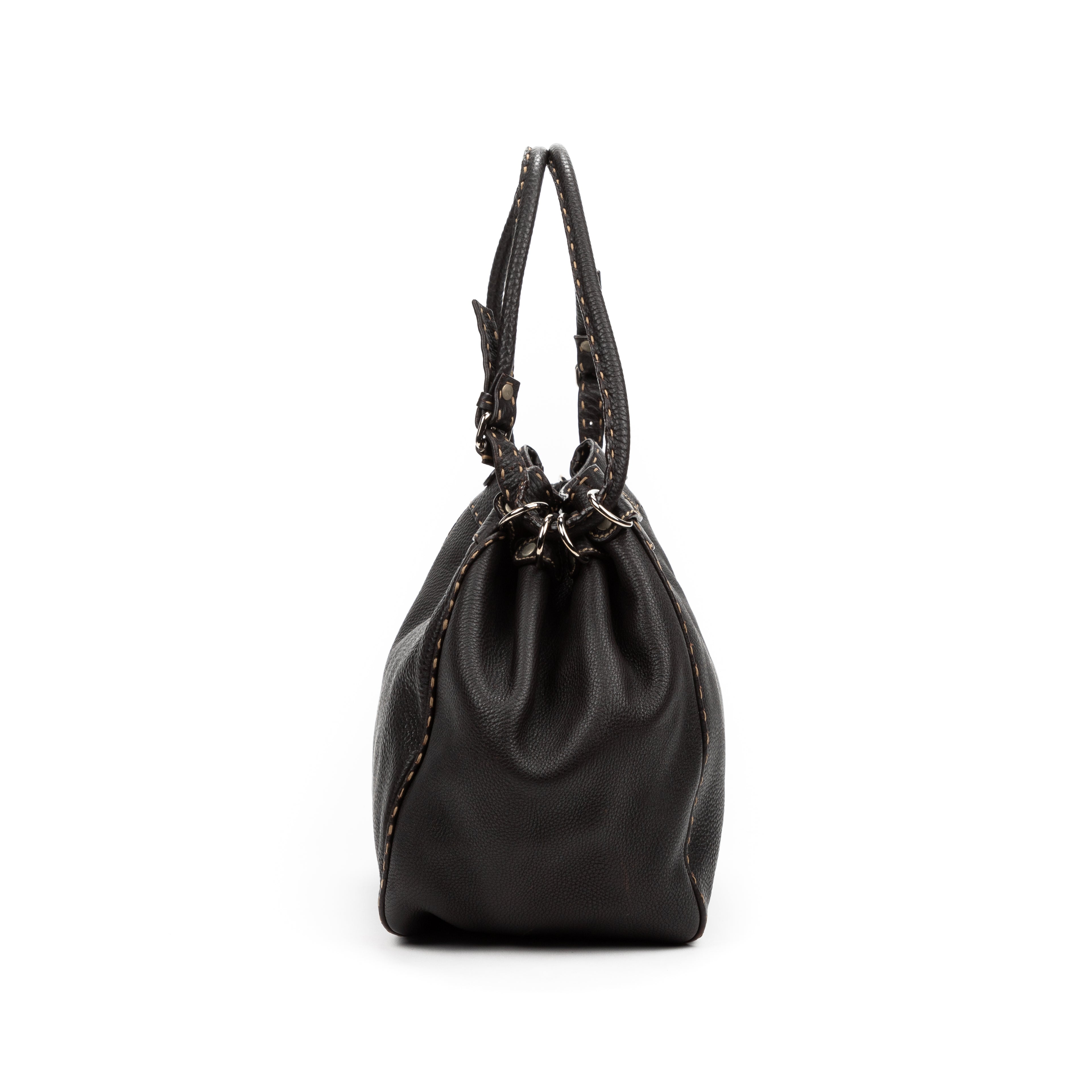 Shoulder Bag Vintage Bucket Selleria Bag Dark Brown Selleria Leather