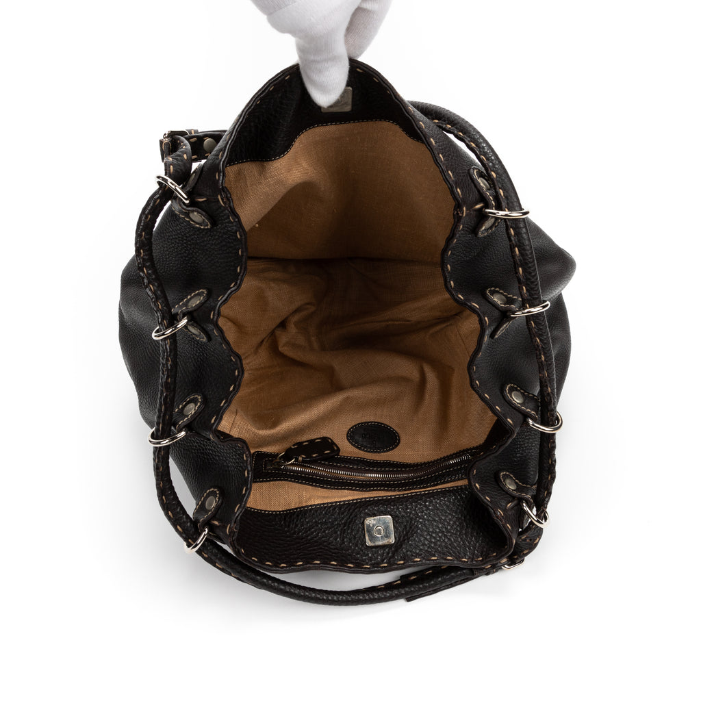 Shoulder Bag Vintage Bucket Selleria Bag Dark Brown Selleria Leather