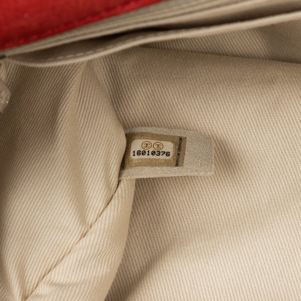 Shoulder Bag Flap Red Suede Leather