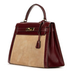 Handbag Vintage Kelly Sellier 28 Rouge Imperial Toile H Canvas/Box Leather