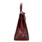 Handbag Vintage Kelly Sellier 28 Rouge Imperial Toile H Canvas/Box Leather