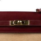 Handbag Vintage Kelly Sellier 28 Rouge Imperial Toile H Canvas/Box Leather