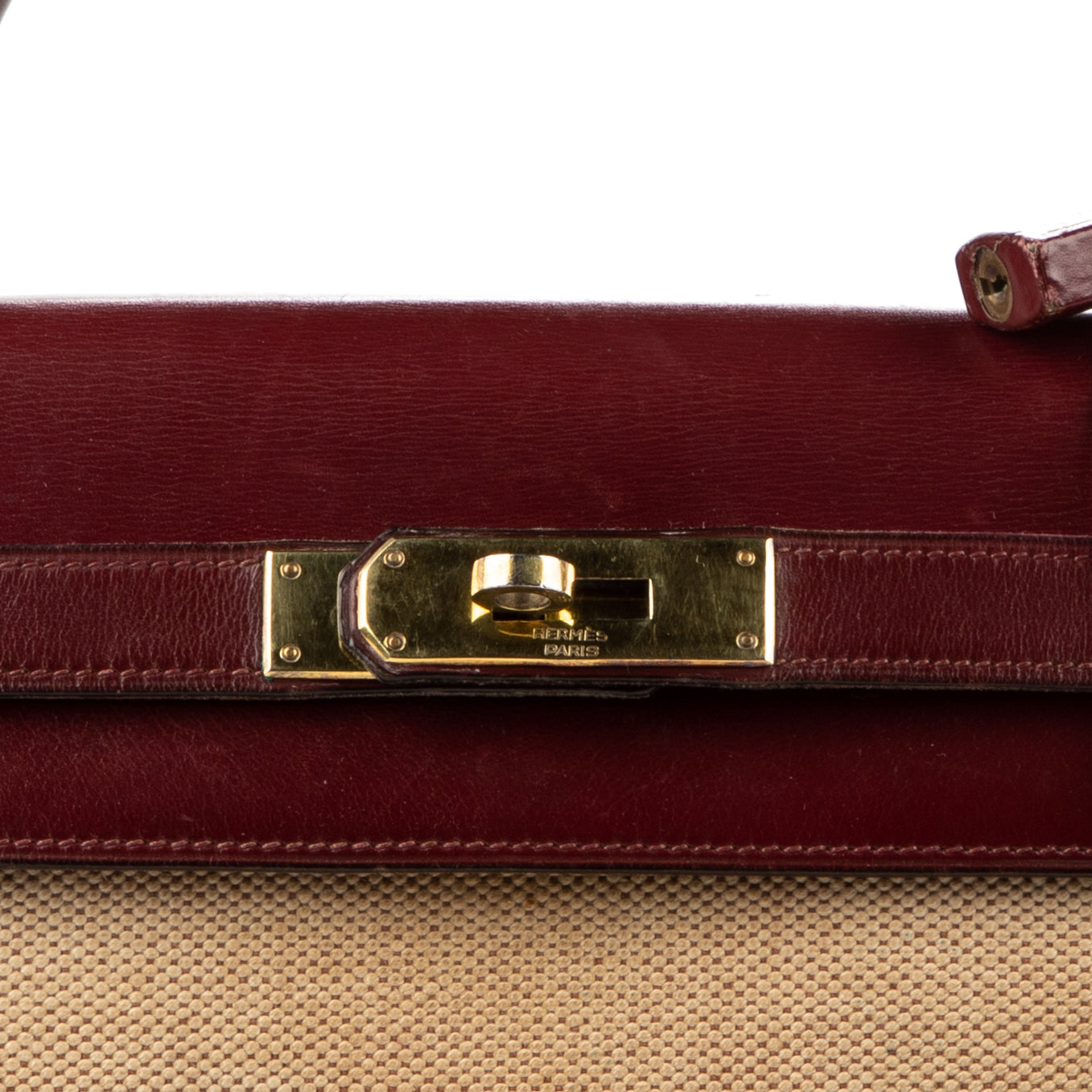 Handbag Vintage Kelly Sellier 28 Rouge Imperial Toile H Canvas/Box Leather