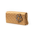 Handbag Camellia Wallet on Chain Beige Satin Canvas