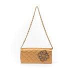 Handbag Camellia Wallet on Chain Beige Satin Canvas