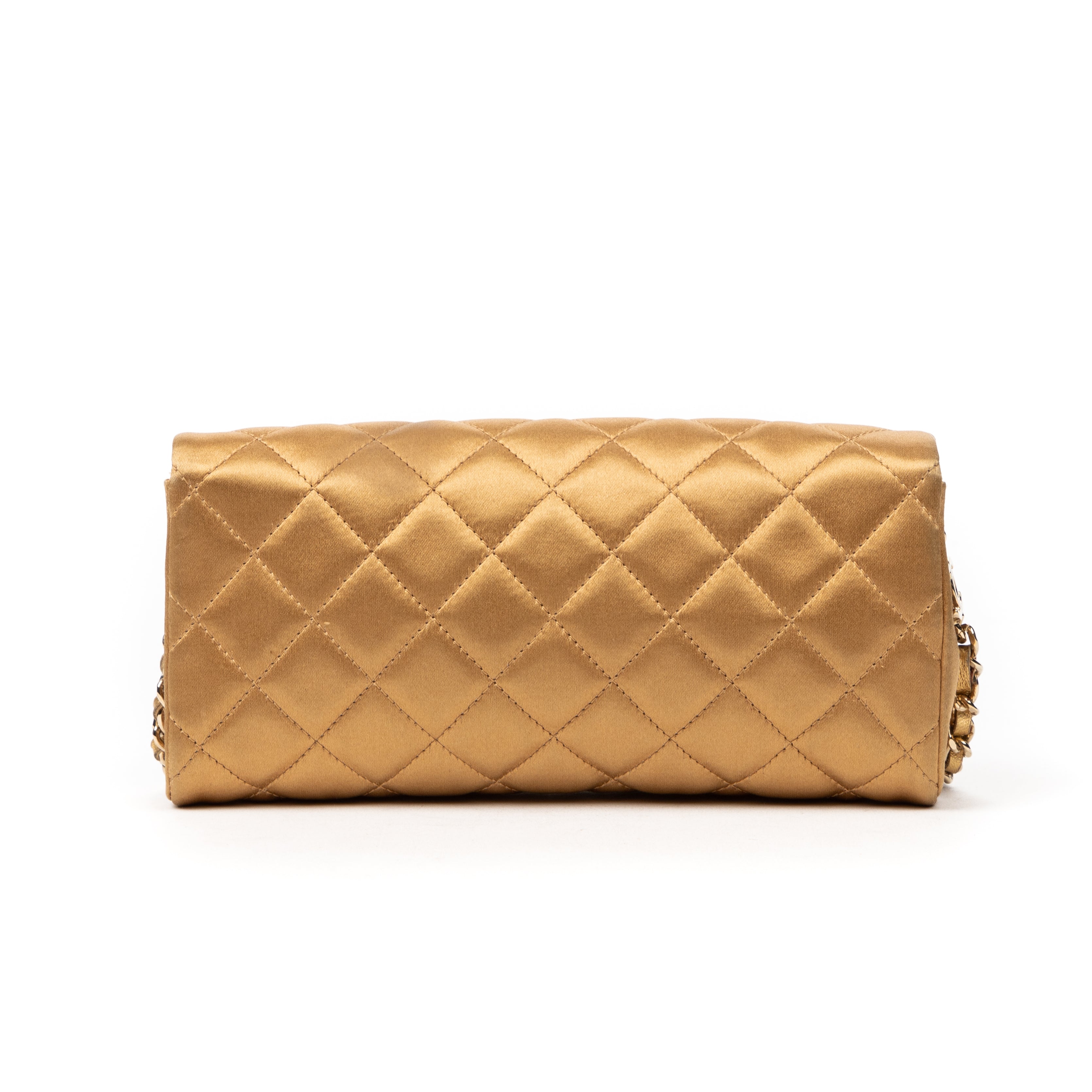 Handbag Camellia Wallet on Chain Beige Satin Canvas