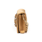 Handbag Camellia Wallet on Chain Beige Satin Canvas