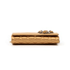 Handbag Camellia Wallet on Chain Beige Satin Canvas
