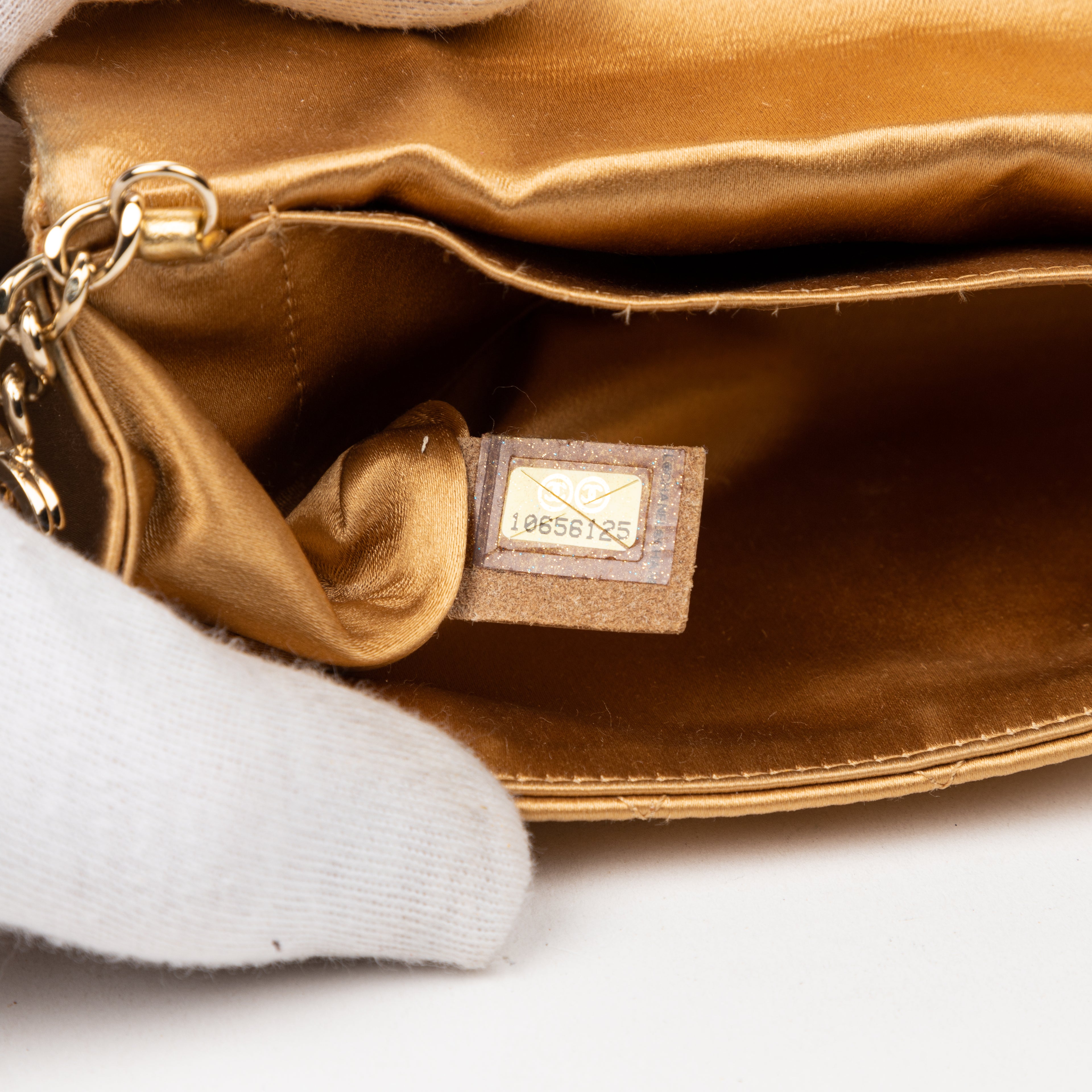 Handbag Camellia Wallet on Chain Beige Satin Canvas