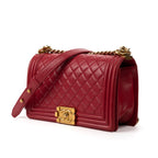 Shoulder Bag Medium Boy Framboise Lambskin Quilted Leather