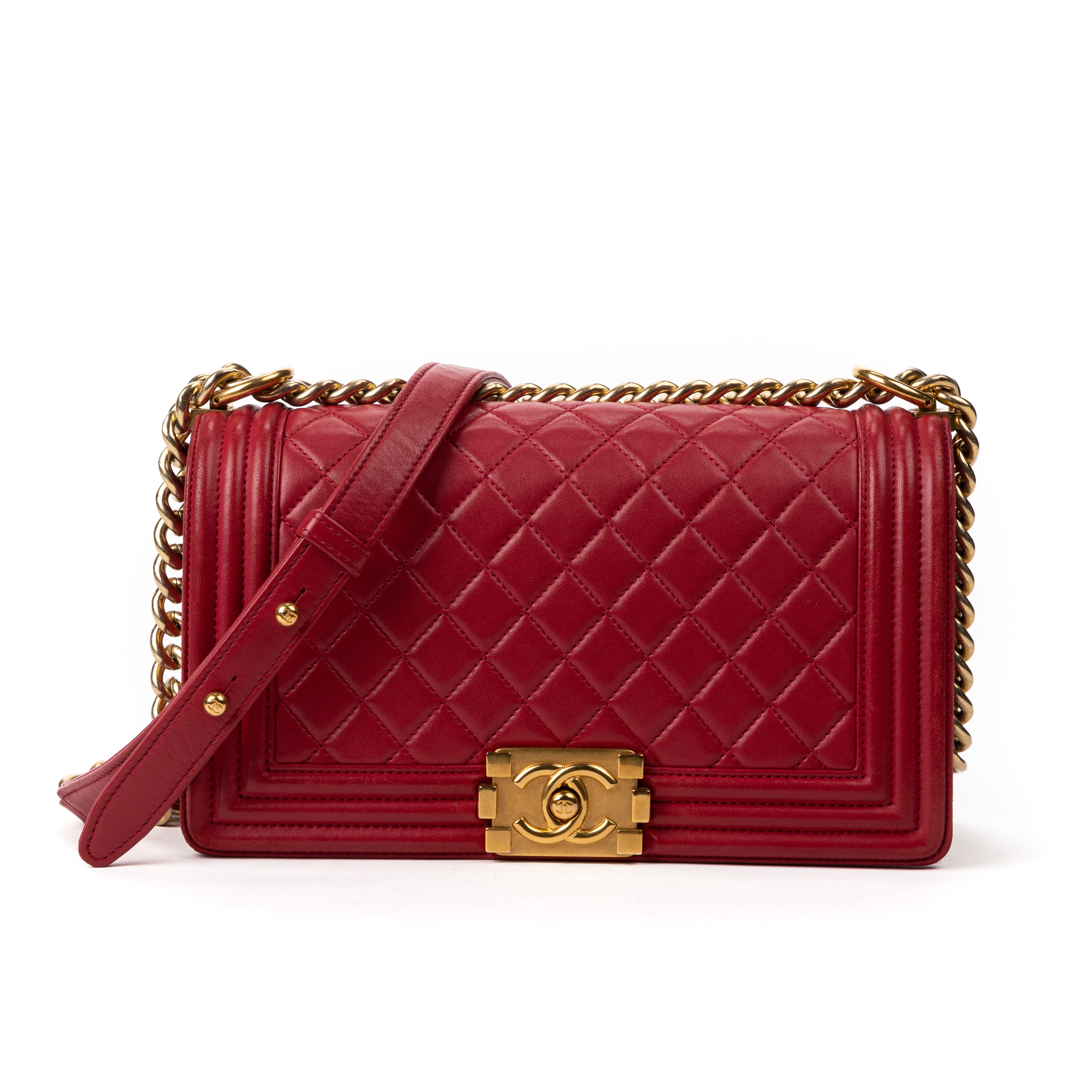 Shoulder Bag Medium Boy Framboise Lambskin Quilted Leather