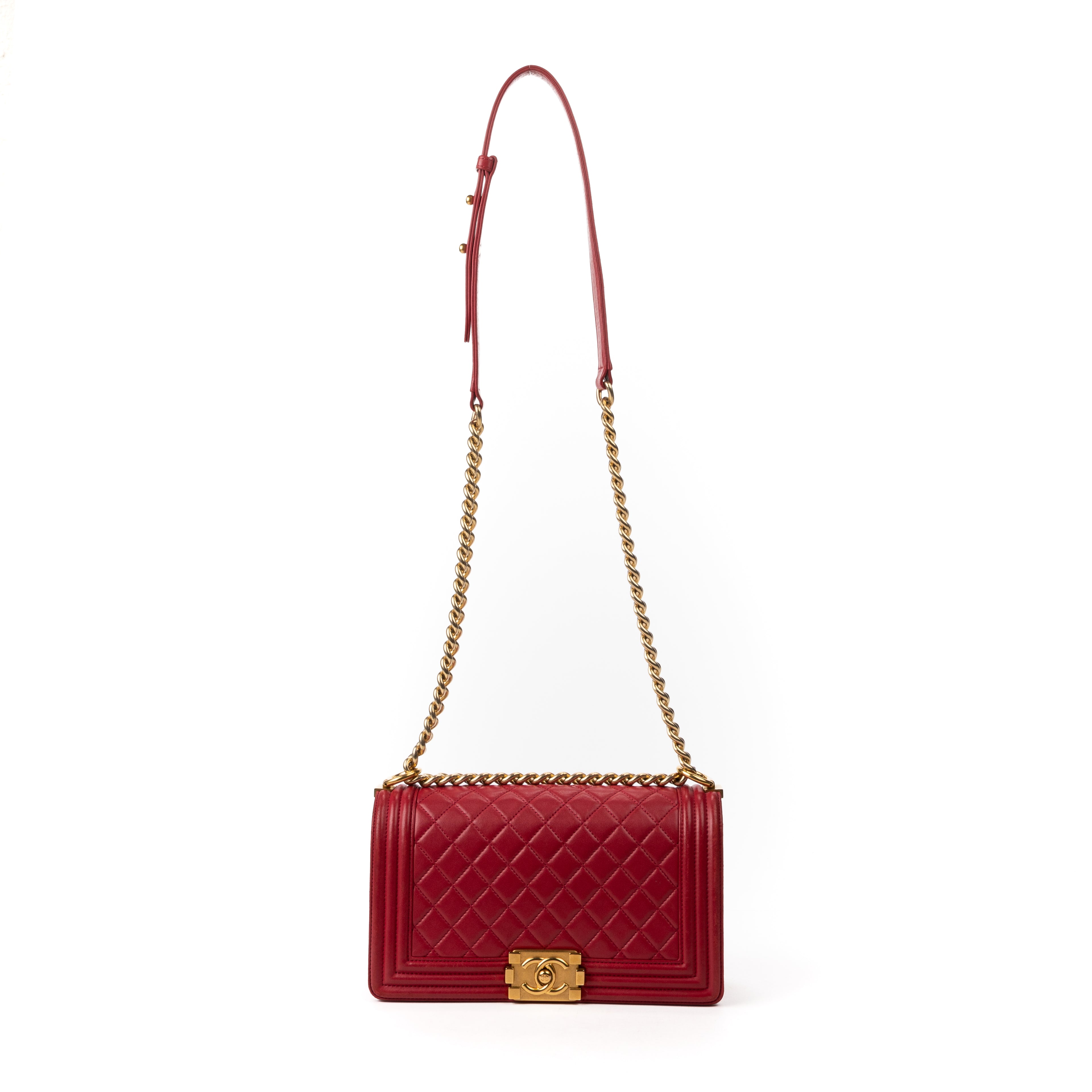 Shoulder Bag Medium Boy Framboise Lambskin Quilted Leather