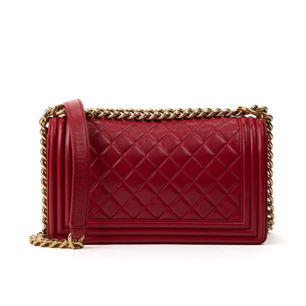 Shoulder Bag Medium Boy Framboise Lambskin Quilted Leather