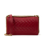 Shoulder Bag Medium Boy Framboise Lambskin Quilted Leather