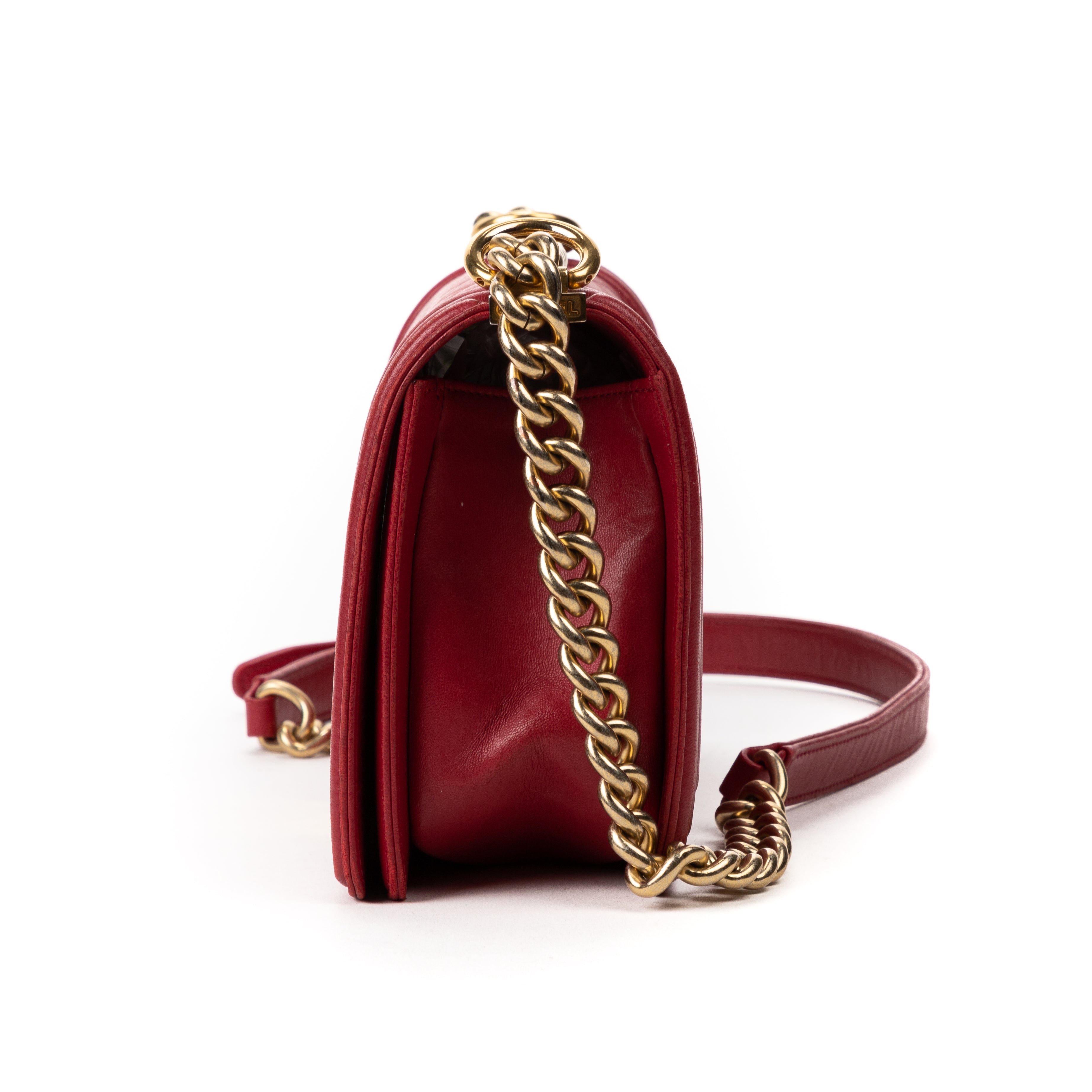 Shoulder Bag Medium Boy Framboise Lambskin Quilted Leather