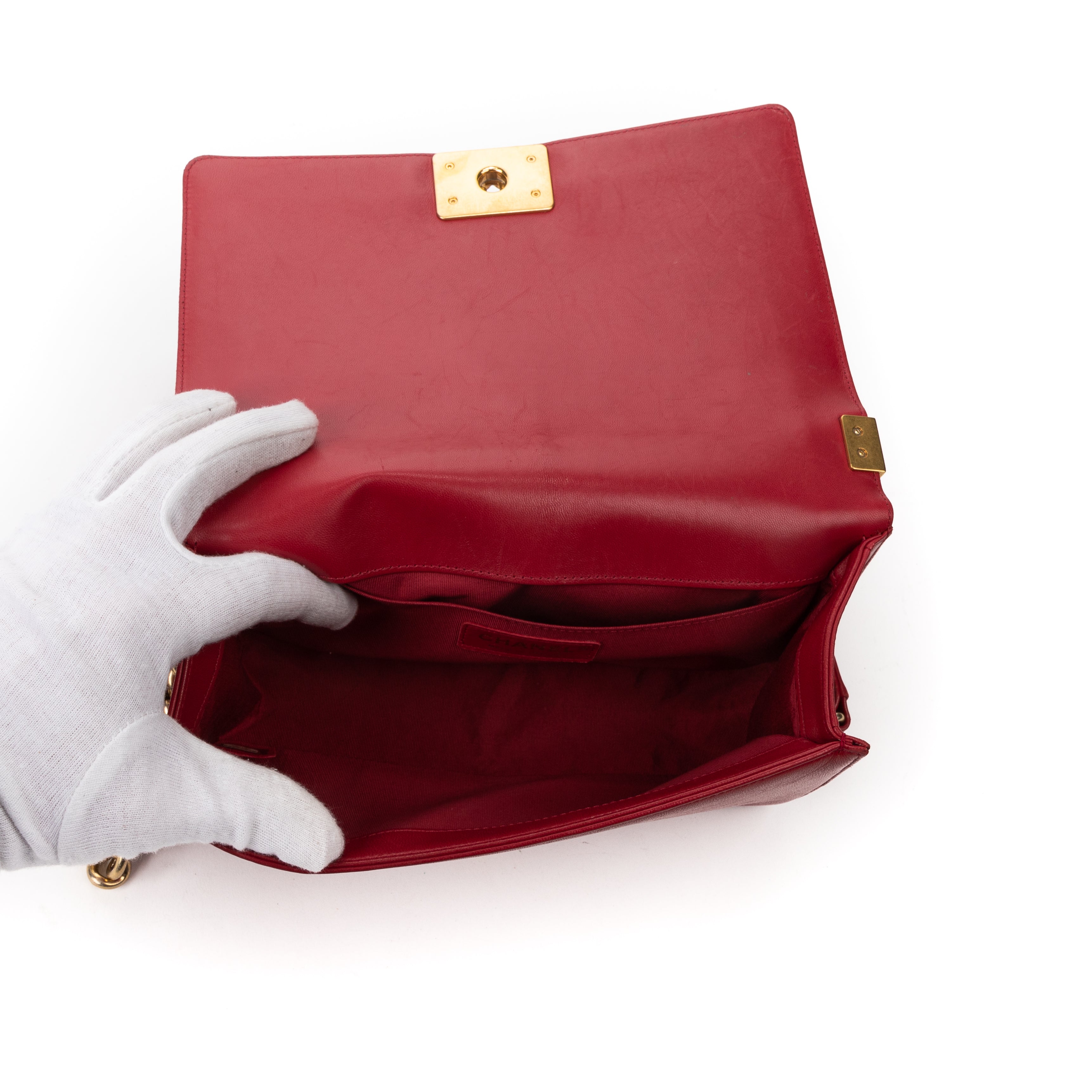 Shoulder Bag Medium Boy Framboise Lambskin Quilted Leather