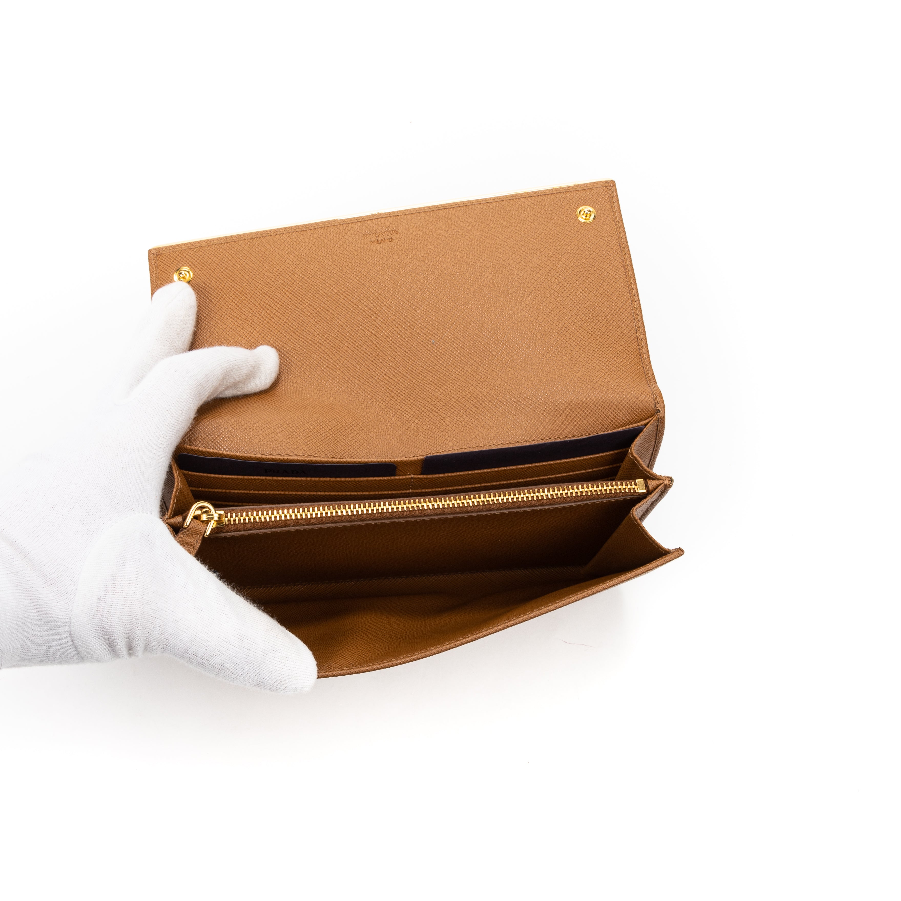 Wallet Continental Flap Wallet Caramel Saffiano Leather