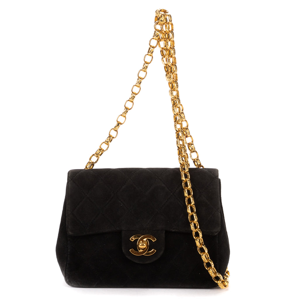 Shoulder bag Square Classic Flap Mini Black Suede Leather