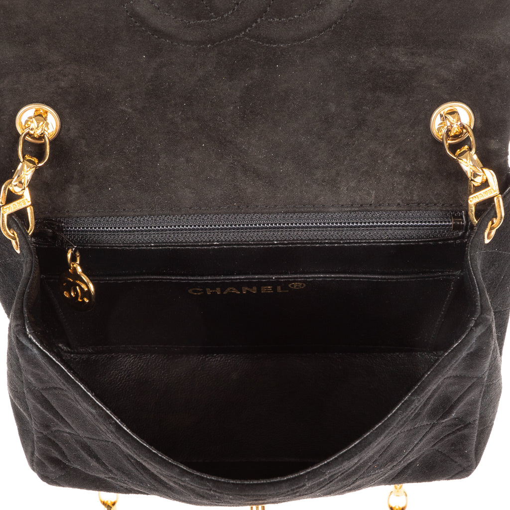 Shoulder bag Square Classic Flap Mini Black Suede Leather