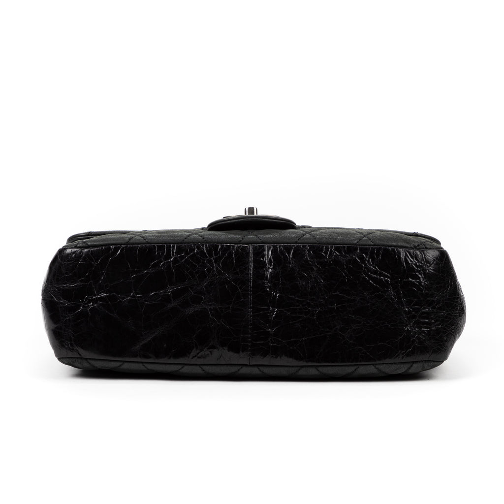 Shoulder Bag Vintage Flap 26 Grey Calfskin Quilted Leather