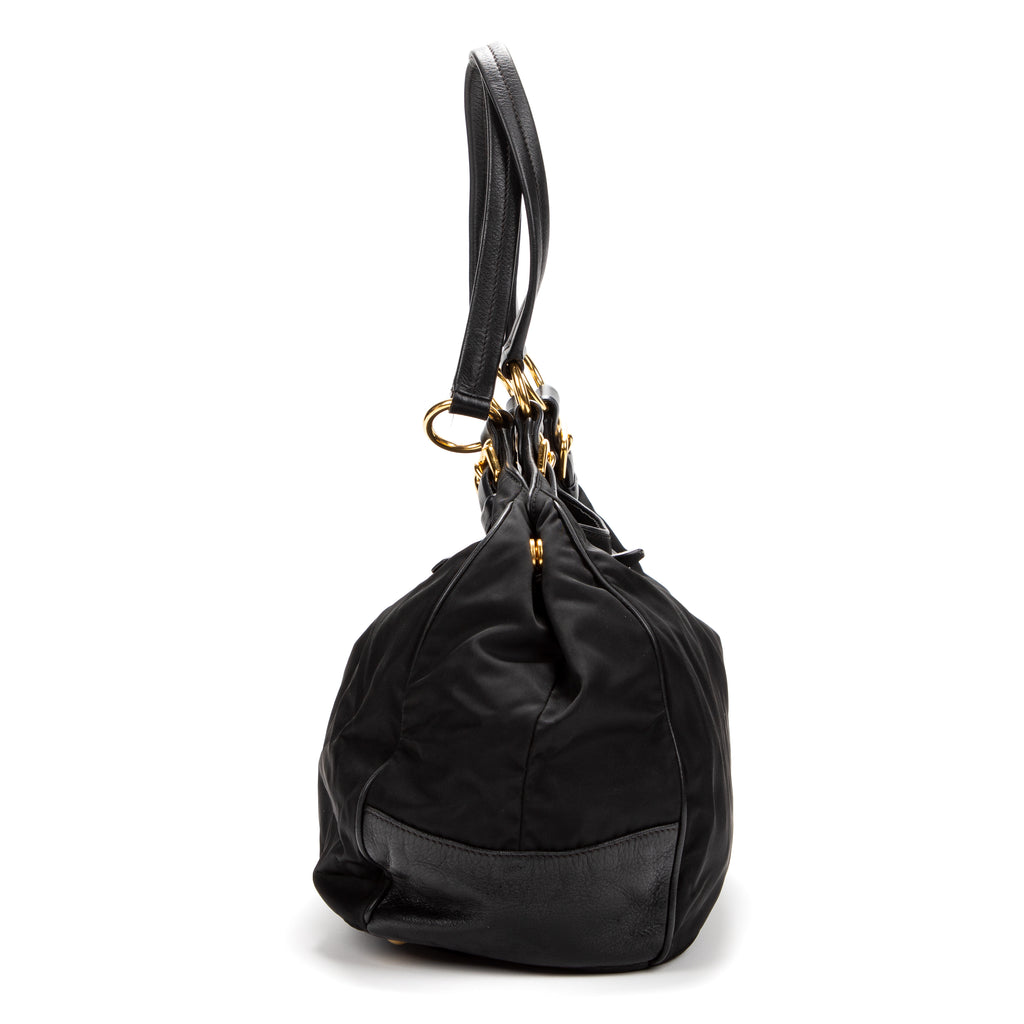 Shoulder Bag Big hobo Black Nylon Canvas