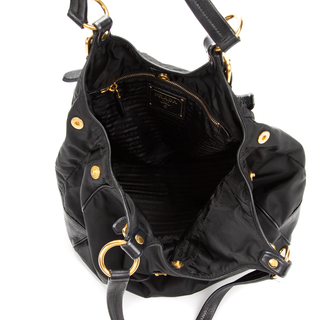 Shoulder Bag Big hobo Black Nylon Canvas
