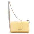 Pouch Wallet on Chain Yellow Snakeskin Embossed Leather