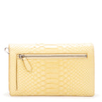 Pouch Wallet on Chain Yellow Snakeskin Embossed Leather