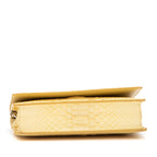 Pouch Wallet on Chain Yellow Snakeskin Embossed Leather