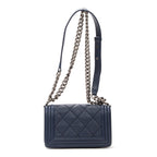 Shoulder Bag Reverso Boy Medium Blue Calfskin Leather