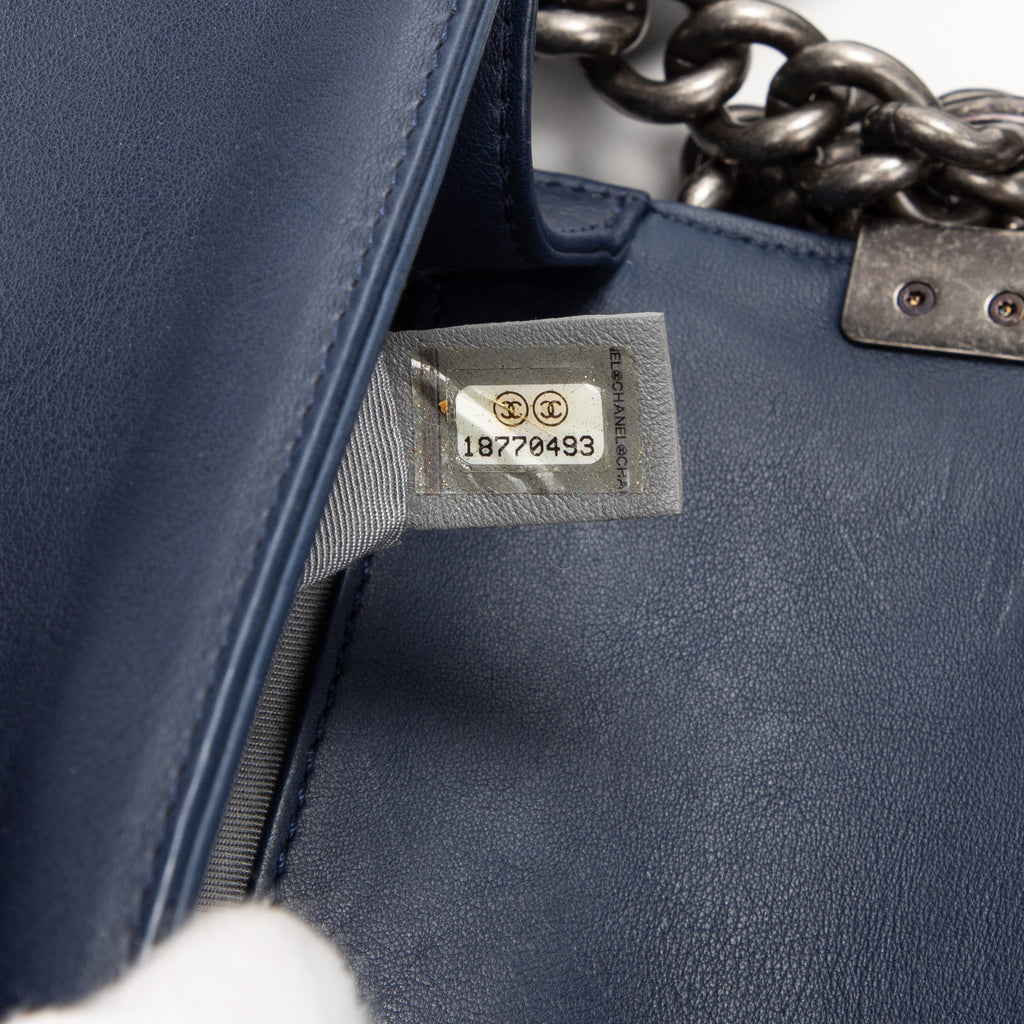 Shoulder Bag Reverso Boy Medium Blue Calfskin Leather