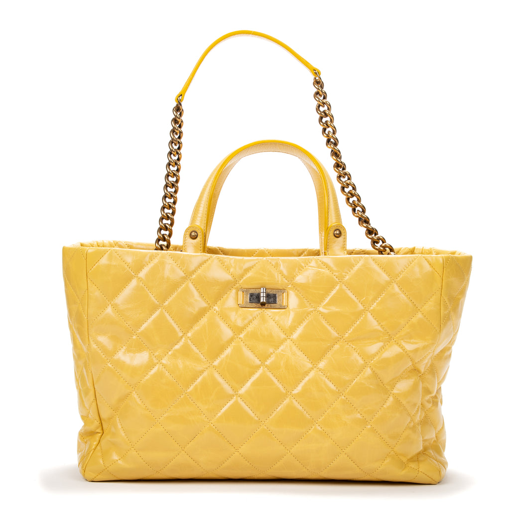 Handbag Reissue Top Handle Shopper Yellow Aged Calfskin Leather