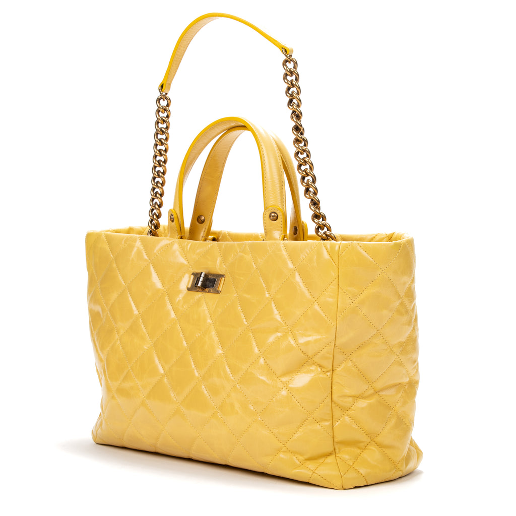 Handbag Reissue Top Handle Shopper Yellow Aged Calfskin Leather