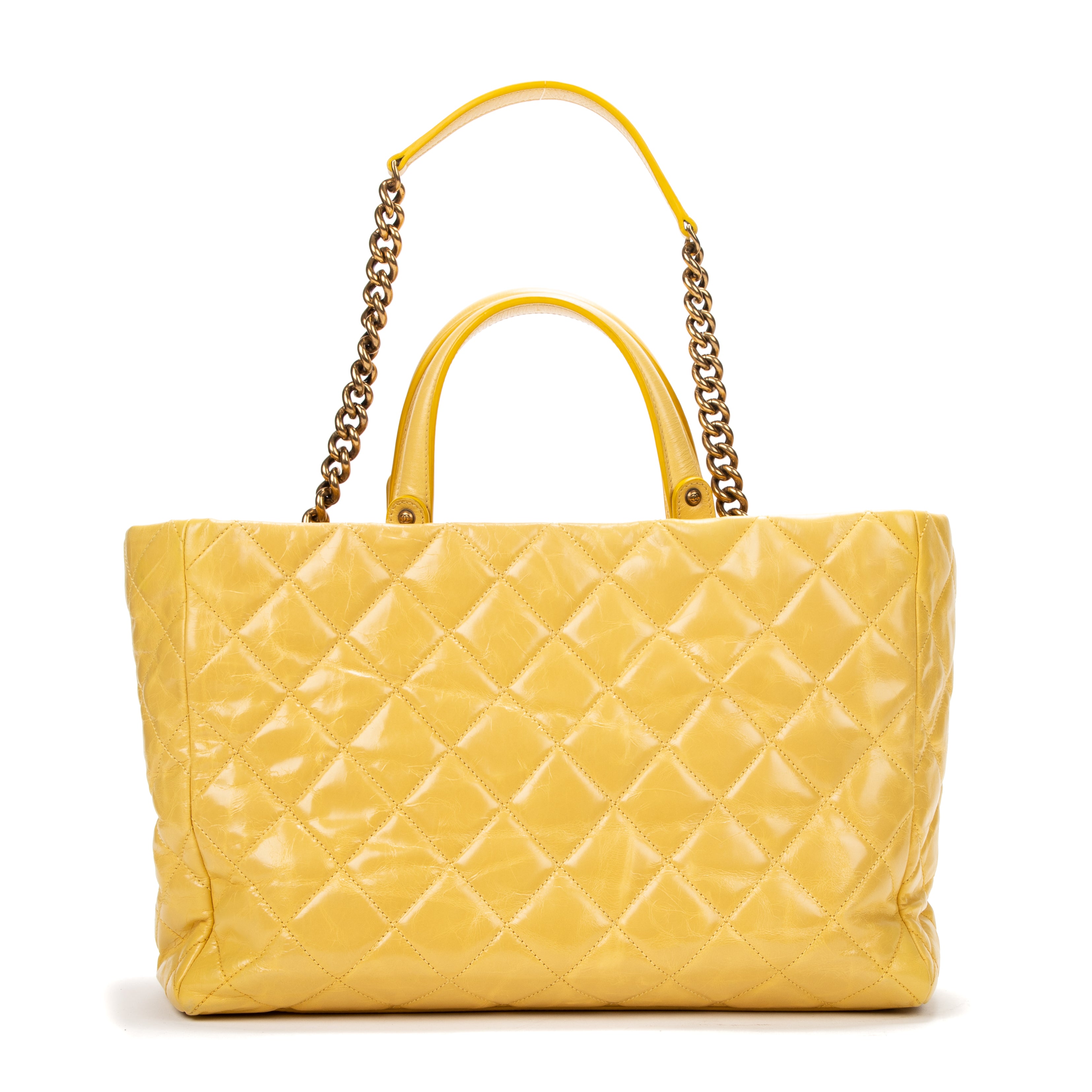 Handbag Reissue Top Handle Shopper Yellow Aged Calfskin Leather