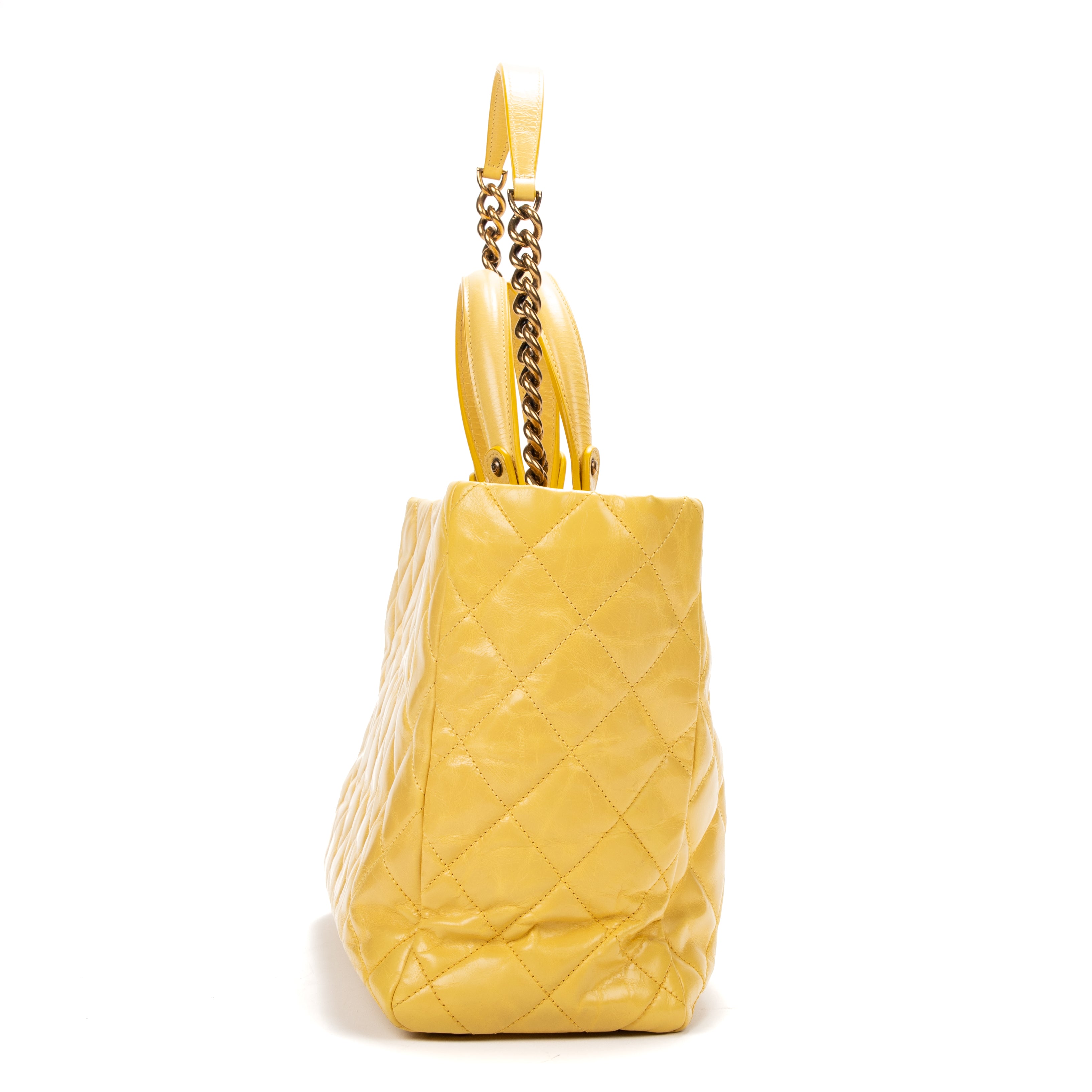 Handbag Reissue Top Handle Shopper Yellow Aged Calfskin Leather