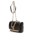 Shoulder Bag Flap Black Soft Leather