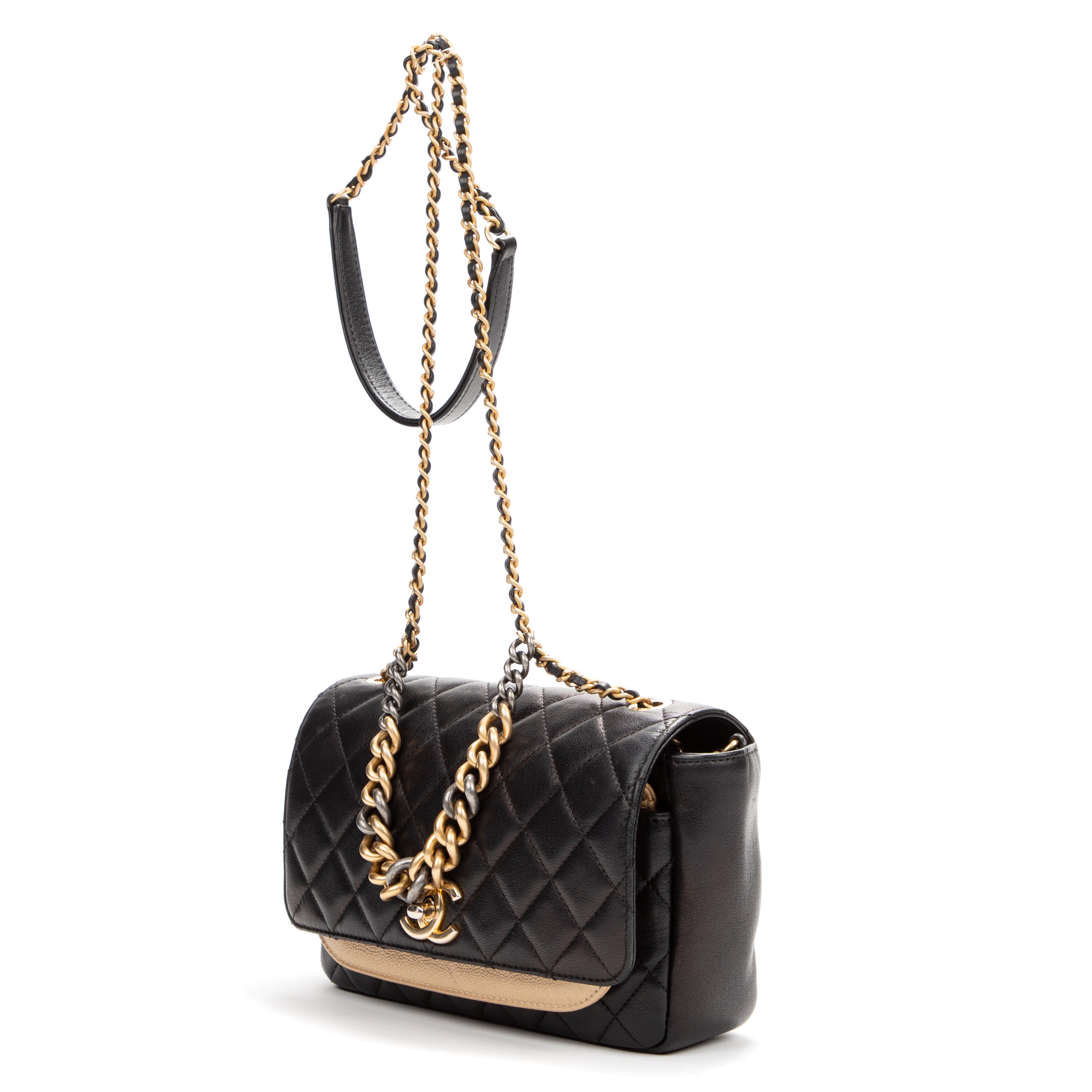 Shoulder Bag Flap Black Soft Leather