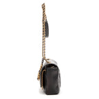 Shoulder Bag Flap Black Soft Leather