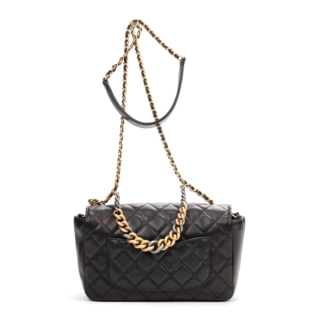 Shoulder Bag Flap Black Soft Leather