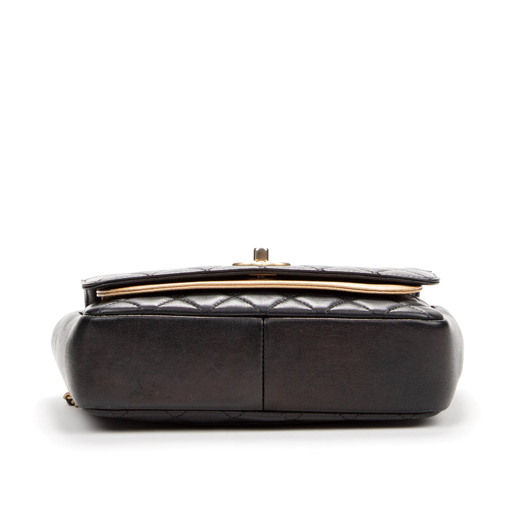 Shoulder Bag Flap Black Soft Leather