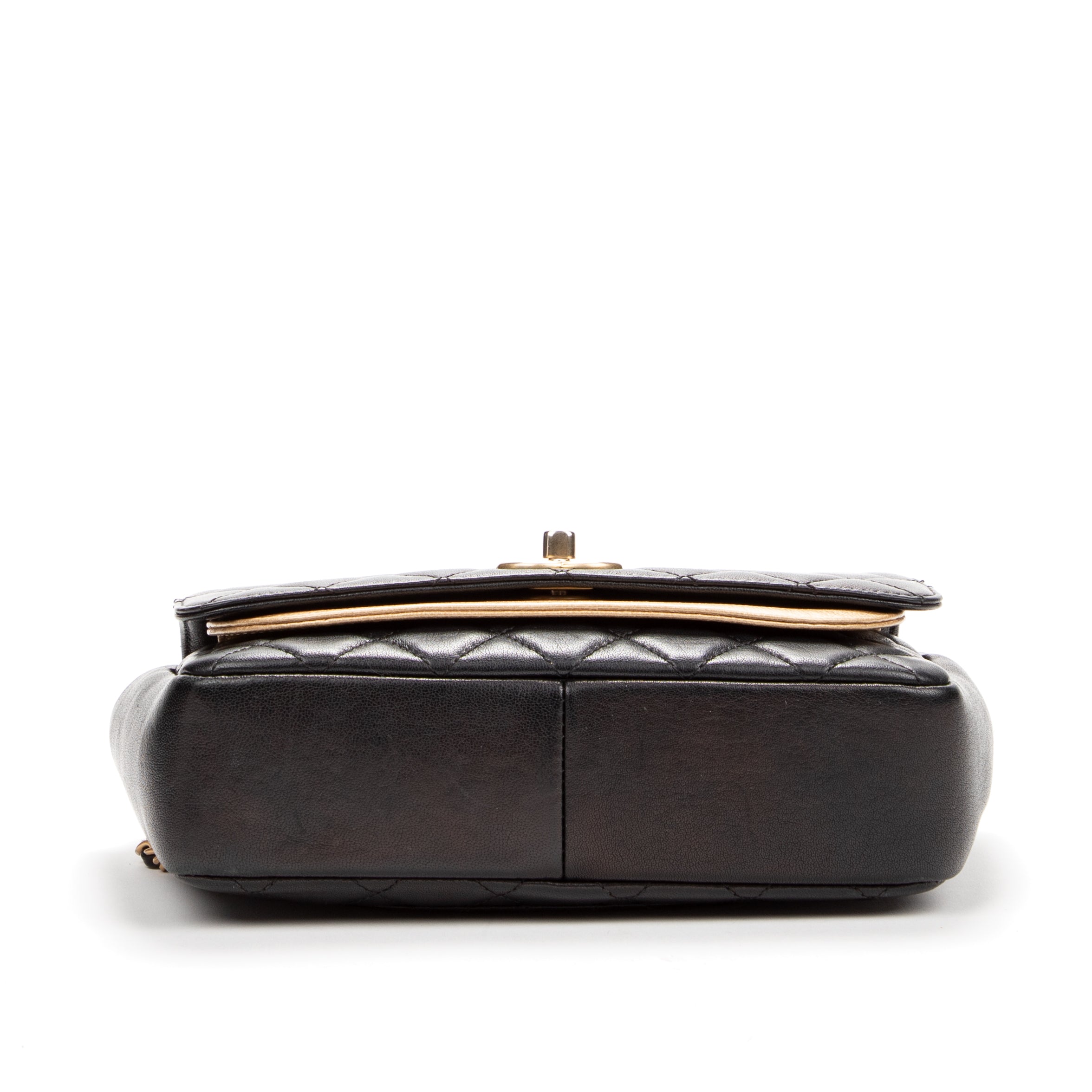 Shoulder Bag Flap Black Soft Leather