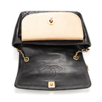 Shoulder Bag Flap Black Soft Leather