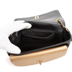 Shoulder Bag Flap Black Soft Leather