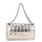 Shoulder bag Ice cube flap Silver Calfskin Leather/PVC