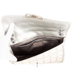 Shoulder bag Ice cube flap Silver Calfskin Leather/PVC