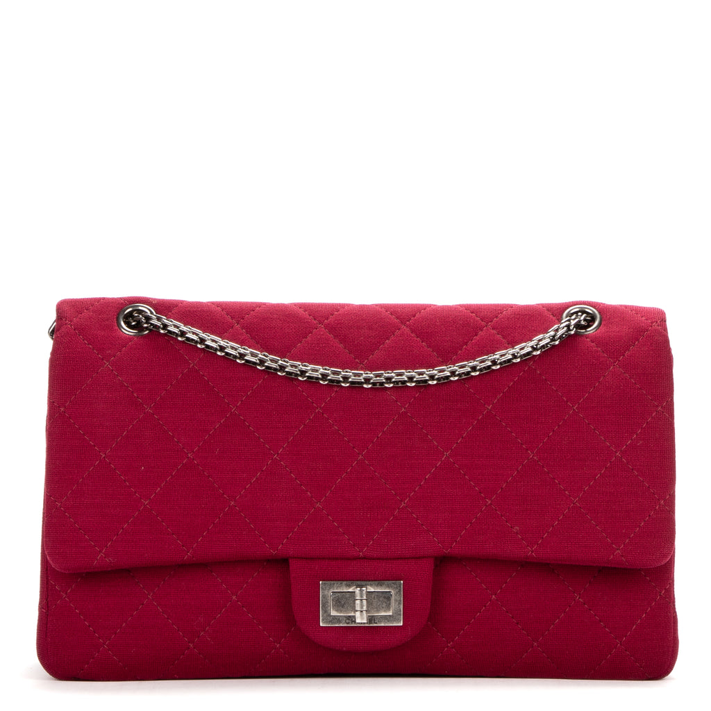 Shoulder Bag Large 227 Reissue Flap Framboise Jersey Quilted Canvas