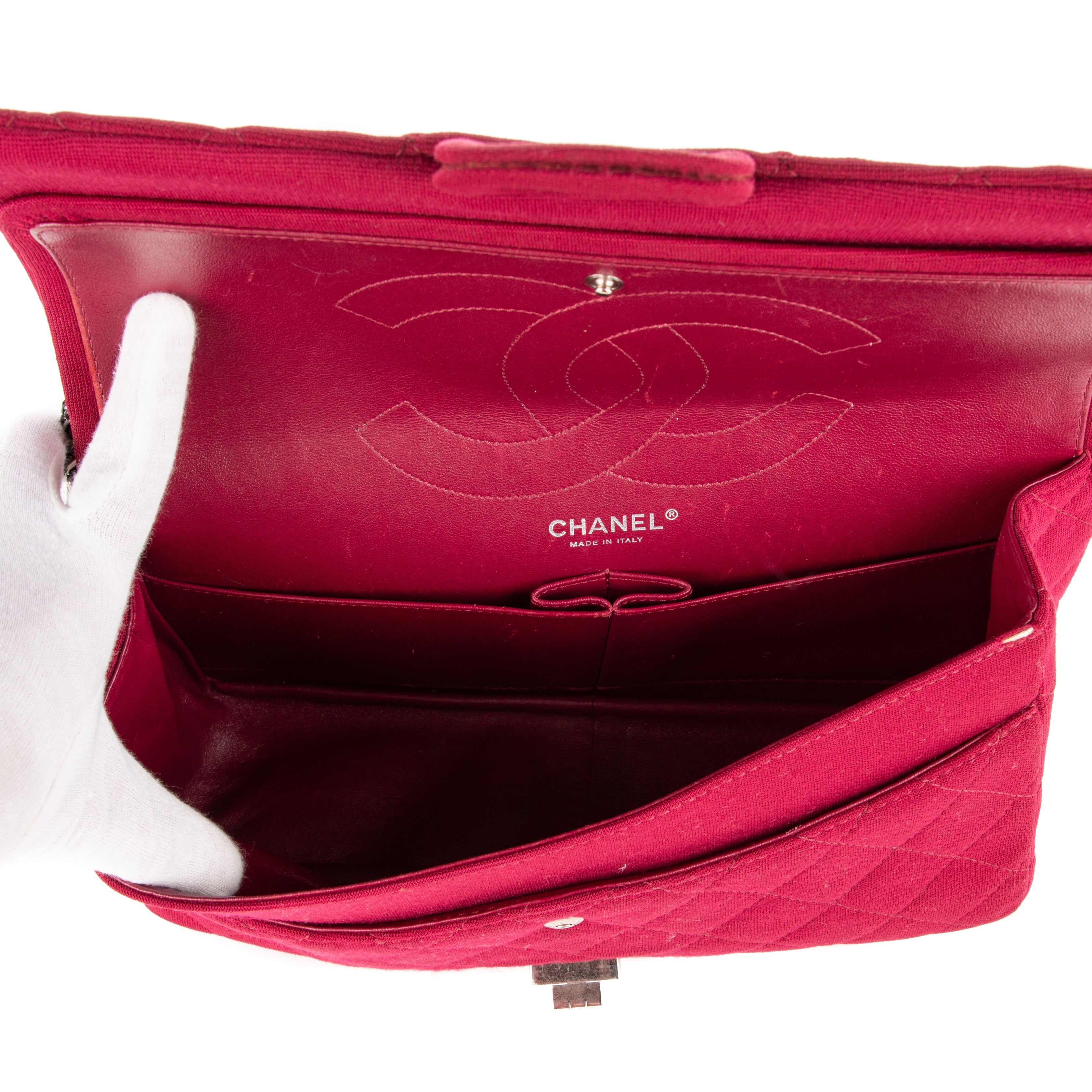 Shoulder Bag Large 227 Reissue Flap Framboise Jersey Quilted Canvas