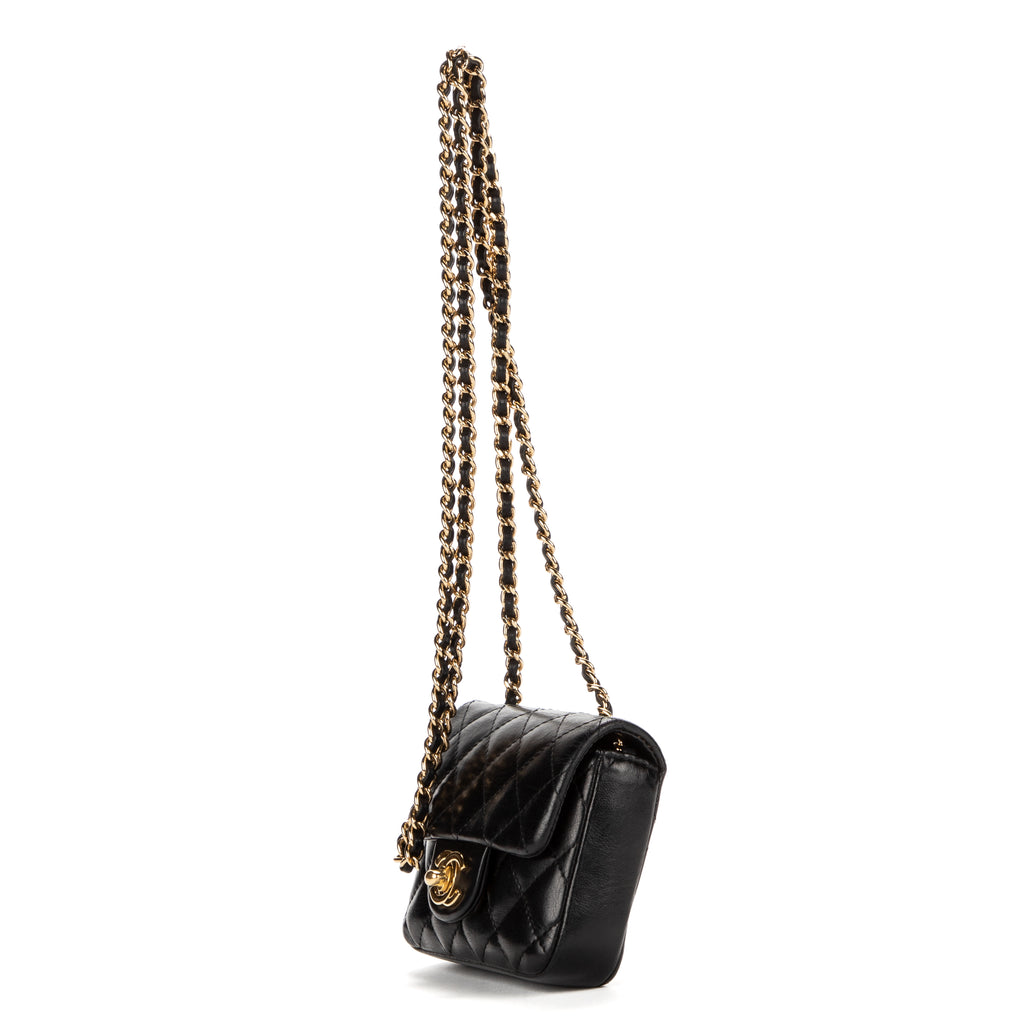 Shoulder Bag Classic Flap Mini Black Calfskin Quilted Leather