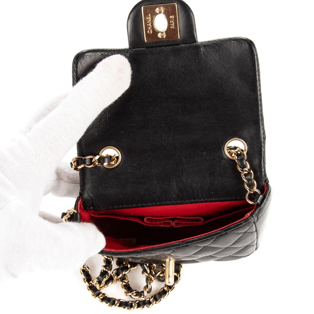 Shoulder Bag Classic Flap Mini Black Calfskin Quilted Leather